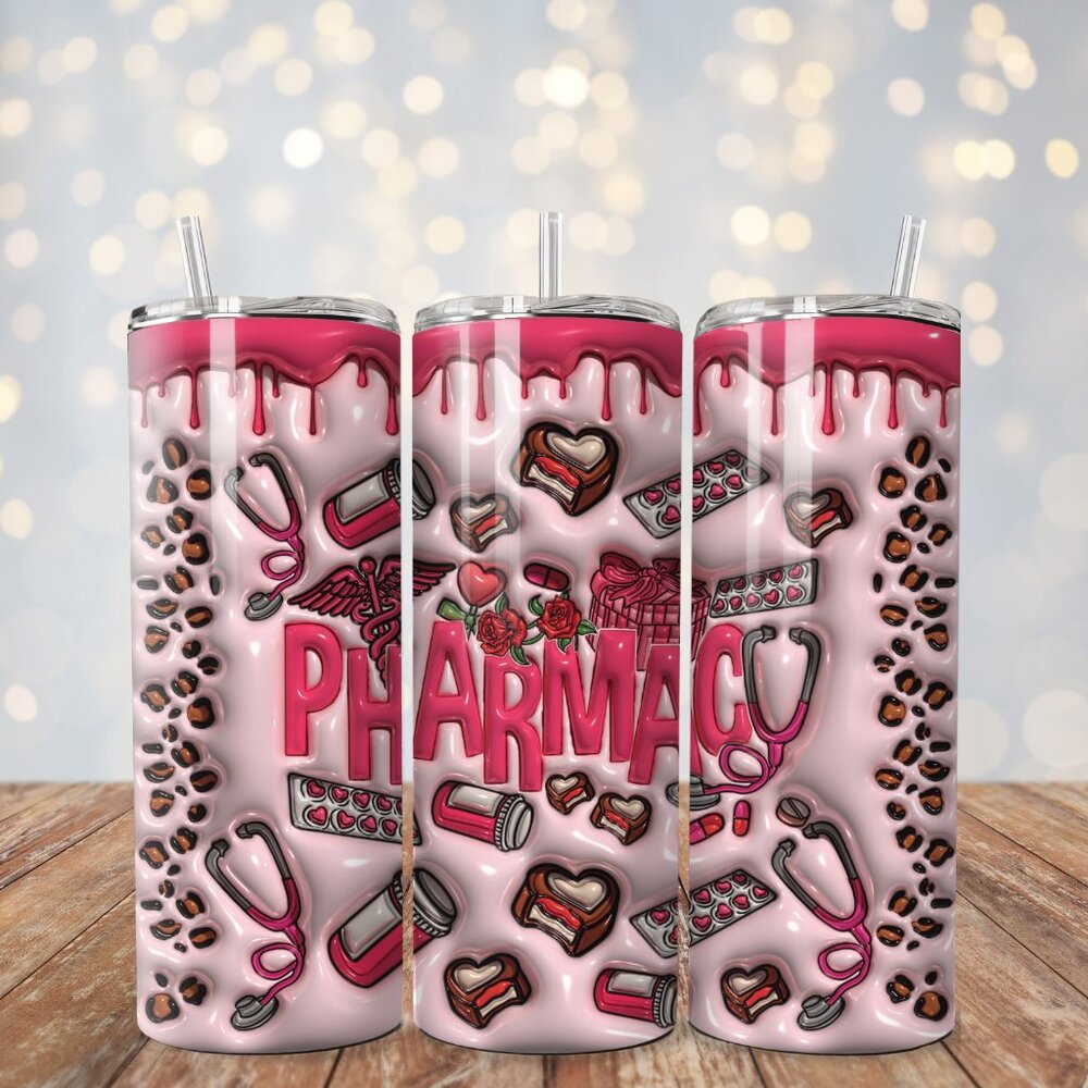 3D Pharmacy 20oz Tumbler, Pharmacy Tech Skinny Tumbler, For Hot And Cold Drinks